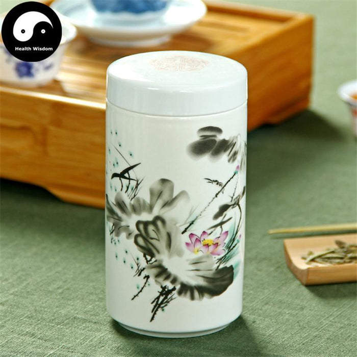 Ceramic Loose Leaf Tea Storage 400ml 茶叶罐, Ink Lotus
