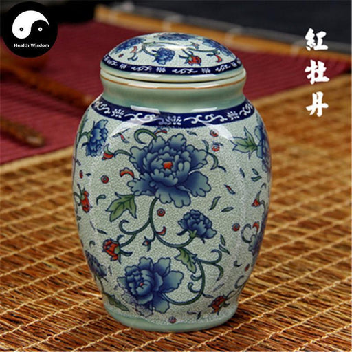Ceramic Loose Leaf Tea Storage 9.5cm*14.5cm 茶叶罐, Red Peony