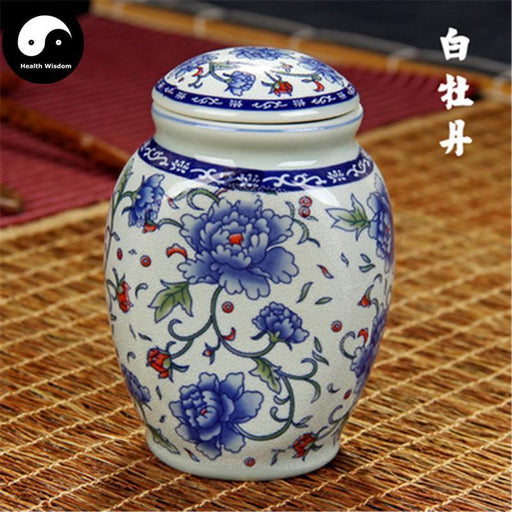 Ceramic Loose Leaf Tea Storage 9.5cm*14.5cm 茶叶罐, White Peony