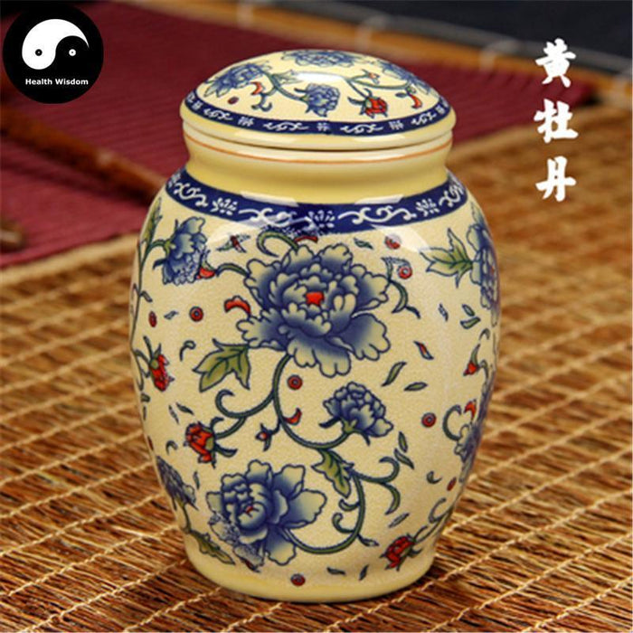 Ceramic Loose Leaf Tea Storage 9.5cm*14.5cm 茶叶罐, Yellow Peony