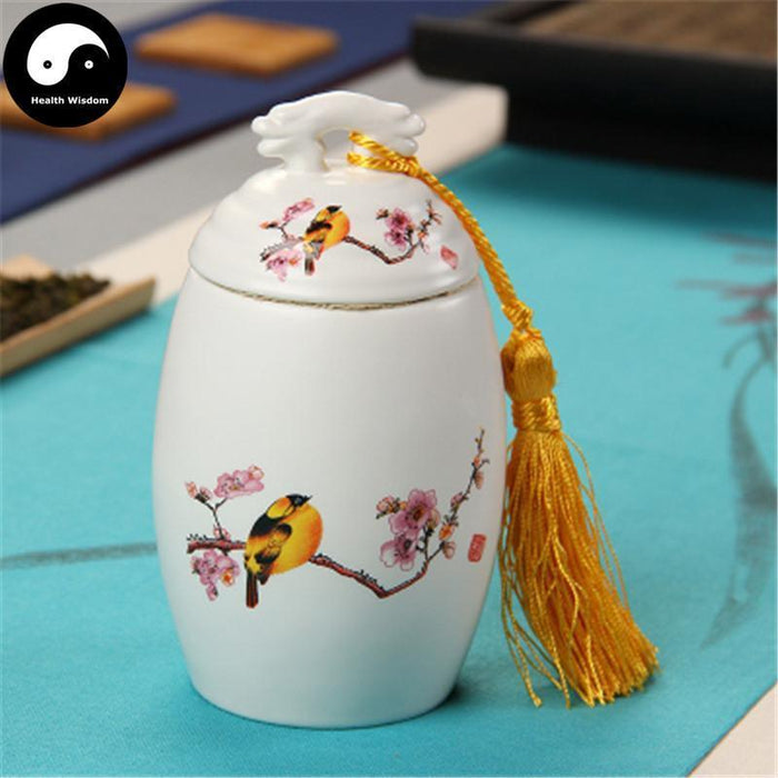 Ceramic Loose Leaf Tea Storage Ding Ware 150g 茶叶罐, Bird-and-Plum