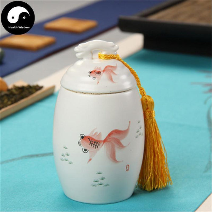 Ceramic Loose Leaf Tea Storage Ding Ware 150g 茶叶罐, Goldfish