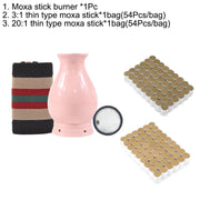 Ceramic Moxibustion Cup Wormwood Stick Burner Gua sha Hot Compress Moxa Care Therapy Hand Hold Warm Meridian Acupoint Massager-Health Wisdom™
