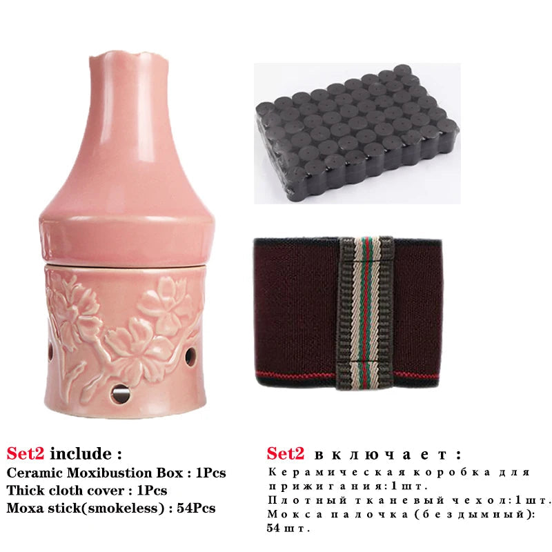 Ceramic Moxibustion Jar Facial Beauty Massage Moxa Therapy Porcelain Warm Scraping Cup Hand Hold Meridian Acupoint Massager-Health Wisdom™