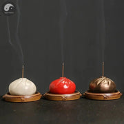 Ceramic Steamed Bun Style Incense Stick Burner Zen Incense Burner Creative Sandalwood Burner Beautiful Meaning Home Decor-Health Wisdom™