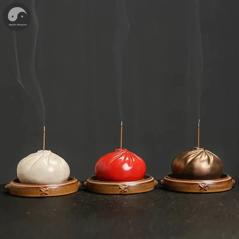 Ceramic Steamed Bun Style Incense Stick Burner Zen Incense Burner Creative Sandalwood Burner Beautiful Meaning Home Decor-Health Wisdom™