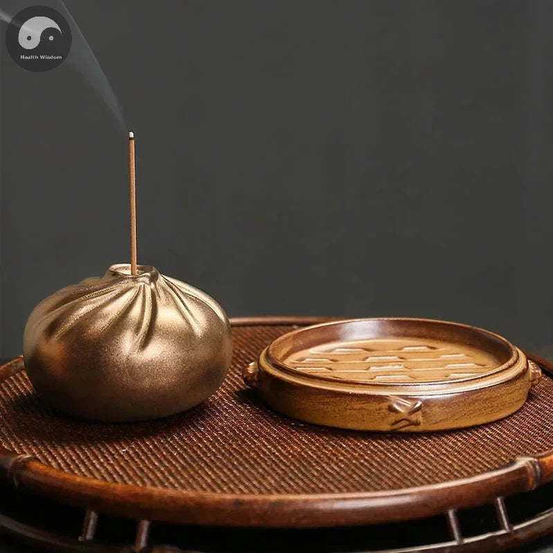 Ceramic Steamed Bun Style Incense Stick Burner Zen Incense Burner Creative Sandalwood Burner Beautiful Meaning Home Decor-Health Wisdom™