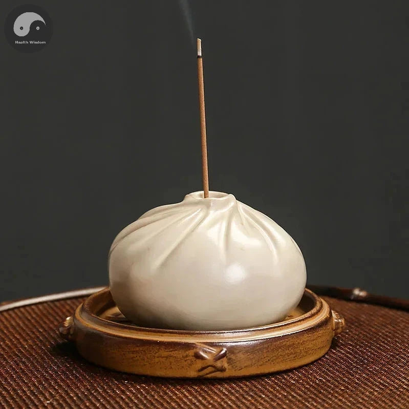 Ceramic Steamed Bun Style Incense Stick Burner Zen Incense Burner Creative Sandalwood Burner Beautiful Meaning Home Decor-Health Wisdom™