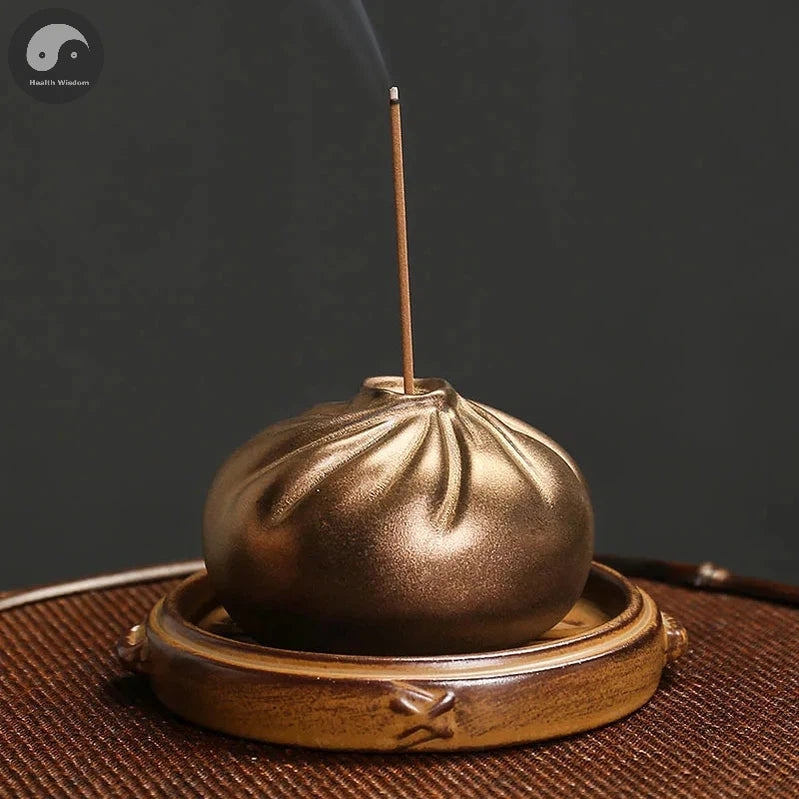 Ceramic Steamed Bun Style Incense Stick Burner Zen Incense Burner Creative Sandalwood Burner Beautiful Meaning Home Decor-Health Wisdom™