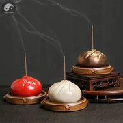 Ceramic Steamed Bun Style Incense Stick Burner Zen Incense Burner Creative Sandalwood Burner Beautiful Meaning Home Decor-Health Wisdom™