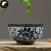 Ceramic Tea Cups 30ml*4pcs, Blue Lotus Scroll on Crackle