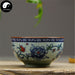 Ceramic Tea Cups 30ml*4pcs, Blue Peony on Crackle Celadon