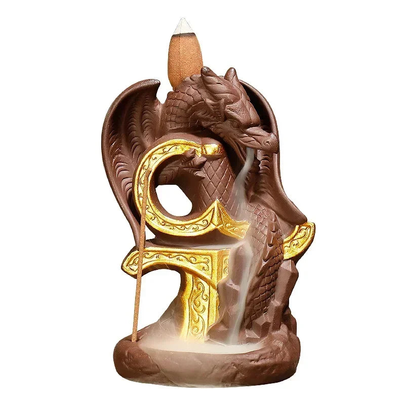 Ceramic Waterfall Incense Burner, Vintage Dragon Backflow Incense Burner, Home Decor Creative Home Aromatherapy Gift -No Incense-Health Wisdom™