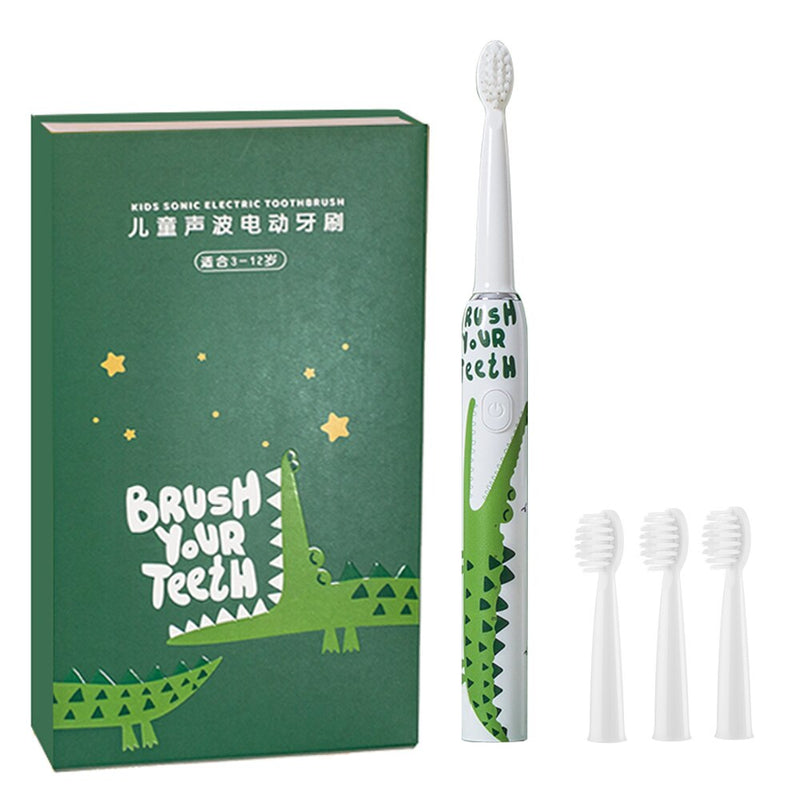 Children Electric Sonic Toothbrush Cartoon Pattern Toothbrush Smart Timer Soft Bristle 4 Replacement Brush Heads Teeth Whitening-Health Wisdom™