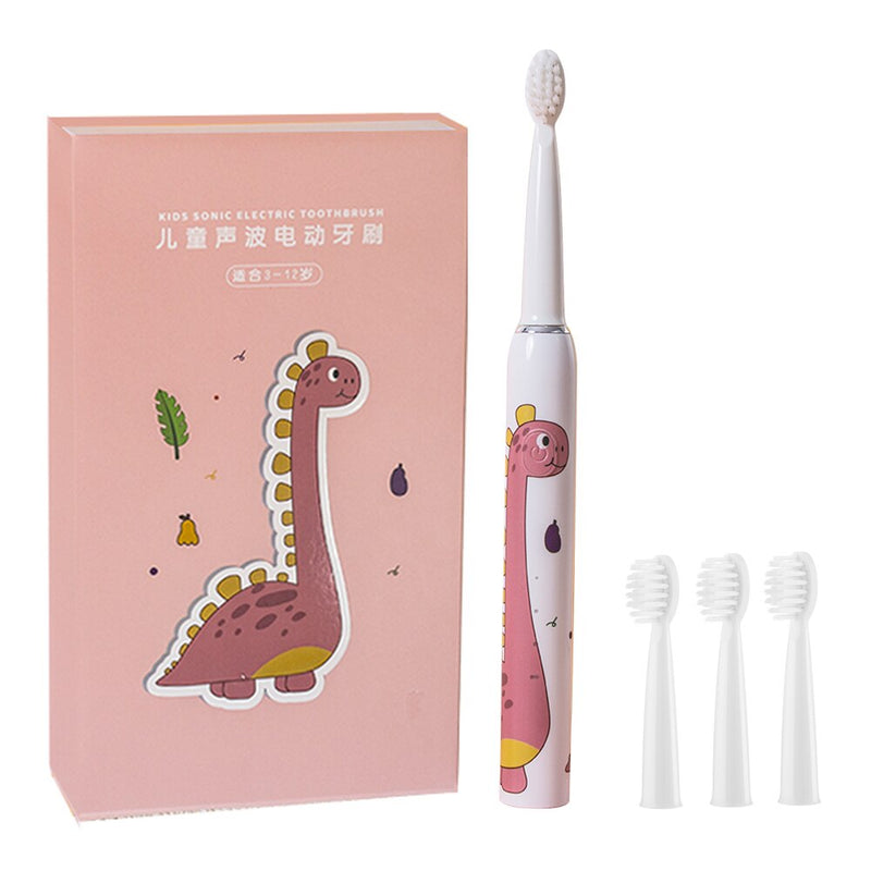 Children Electric Sonic Toothbrush Cartoon Pattern Toothbrush Smart Timer Soft Bristle 4 Replacement Brush Heads Teeth Whitening-Health Wisdom™