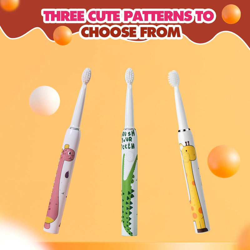 Children Electric Sonic Toothbrush Cartoon Pattern Toothbrush Smart Timer Soft Bristle 4 Replacement Brush Heads Teeth Whitening-Health Wisdom™