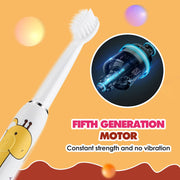 Children Electric Sonic Toothbrush Cartoon Pattern Toothbrush Smart Timer Soft Bristle 4 Replacement Brush Heads Teeth Whitening-Health Wisdom™