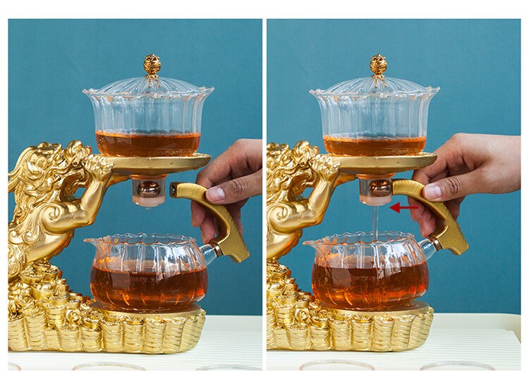 Chinese Brave Troops Lazy Glass Kung Fu Automatic Tea Set Teacup Pot Set Household Teapot Tea Maker-Health Wisdom™