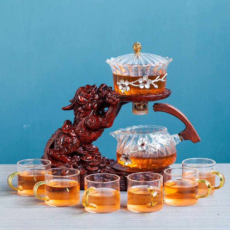 Chinese Brave Troops Lazy Glass Kung Fu Automatic Tea Set Teacup Pot Set Household Teapot Tea Maker-Health Wisdom™