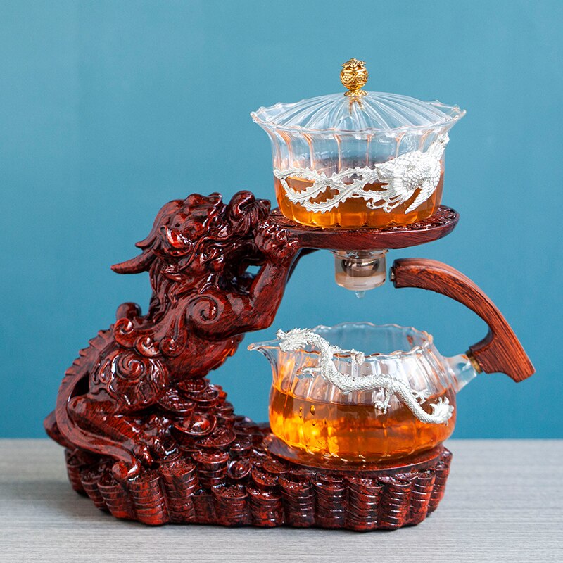 Chinese Brave Troops Lazy Glass Kung Fu Automatic Tea Set Teacup Pot Set Household Teapot Tea Maker-Health Wisdom™