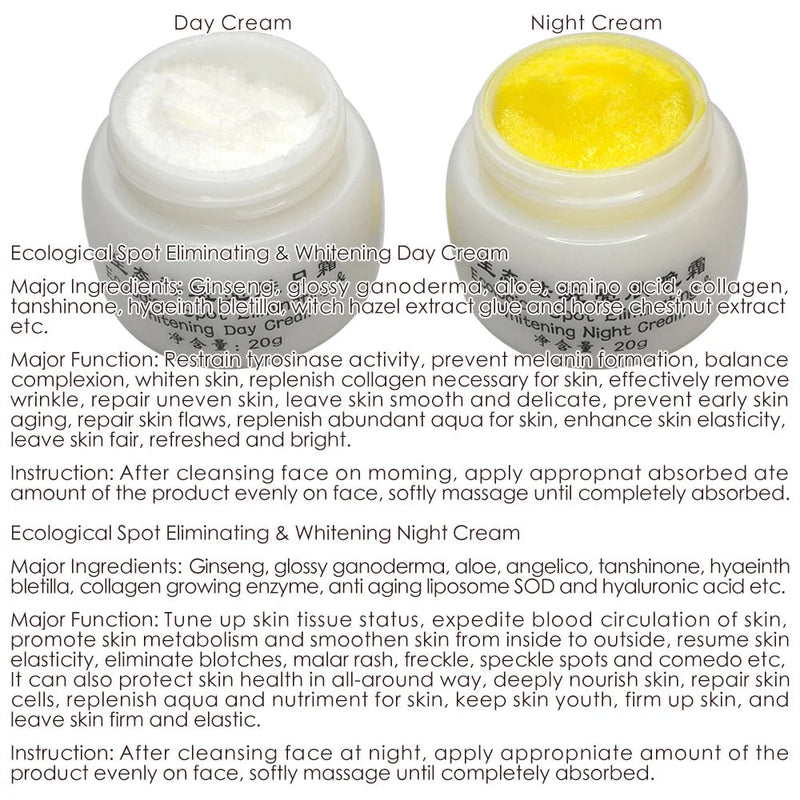 Chinese herbal whitening anti-freckle kit 20g day and 20g night skin cream-Health Wisdom™