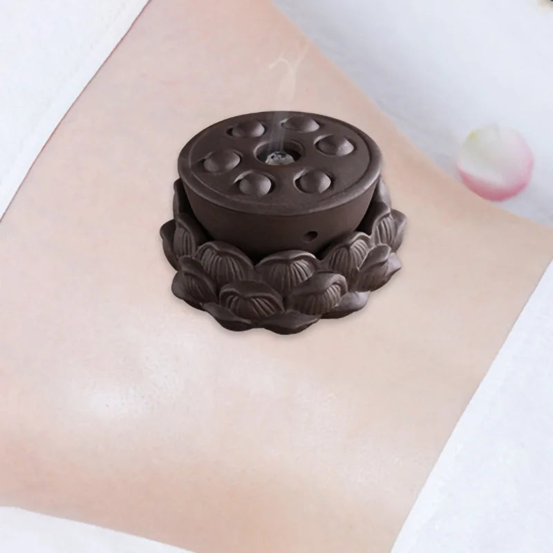 Cone Moxa Stick Clay Lotus Flower Moxibustion Burner Abdomen Massage Wormwood Herb Therapy Warm Uterus Treatment of Prostatitis-Health Wisdom™