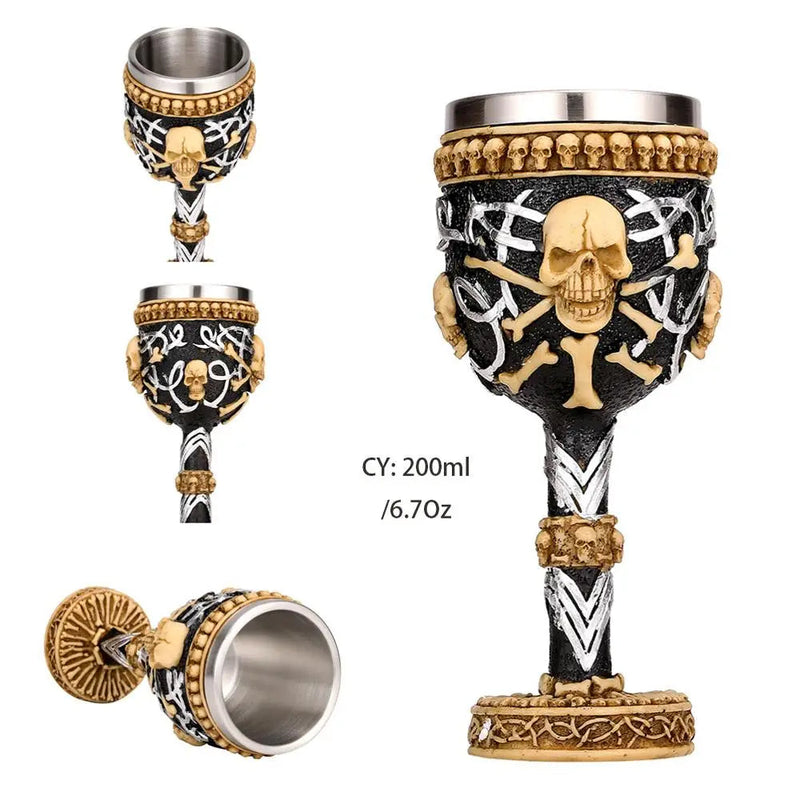 Coolest Gothic Resin Stainless Steel Dragon Skull Goblet Retro Claw Wine Glass Cocktail Glasses Whiskey Cup Party Bar Drinkware-Health Wisdom™
