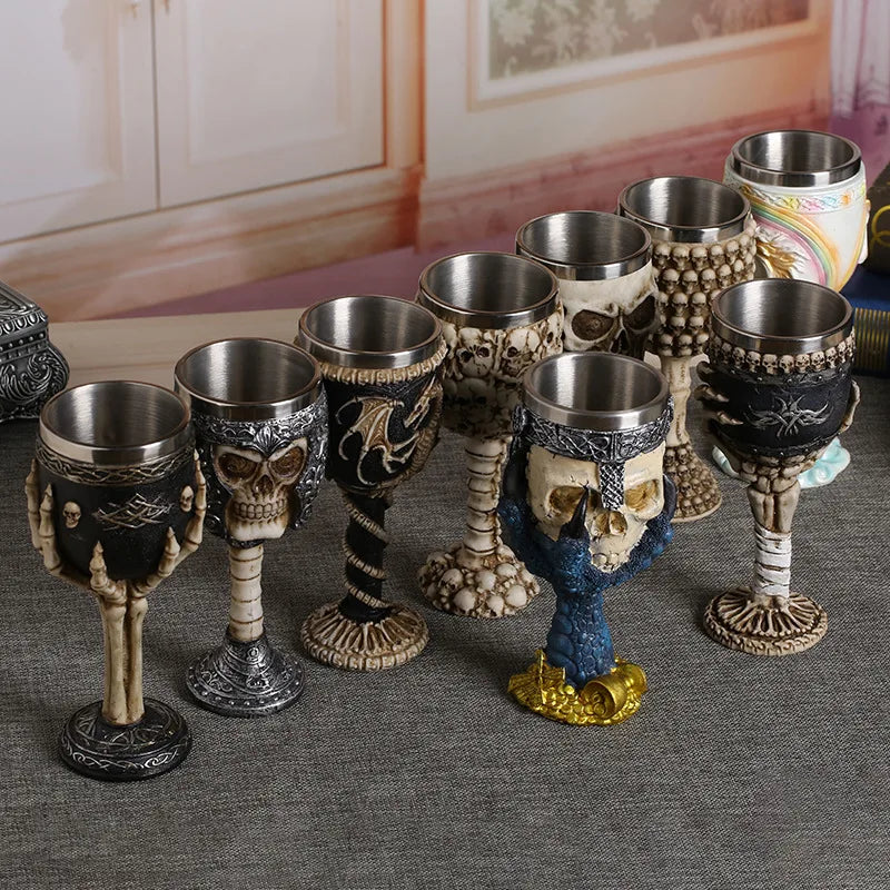 Coolest Gothic Resin Stainless Steel Dragon Skull Goblet Retro Claw Wine Glass Cocktail Glasses Whiskey Cup Party Bar Drinkware-Health Wisdom™