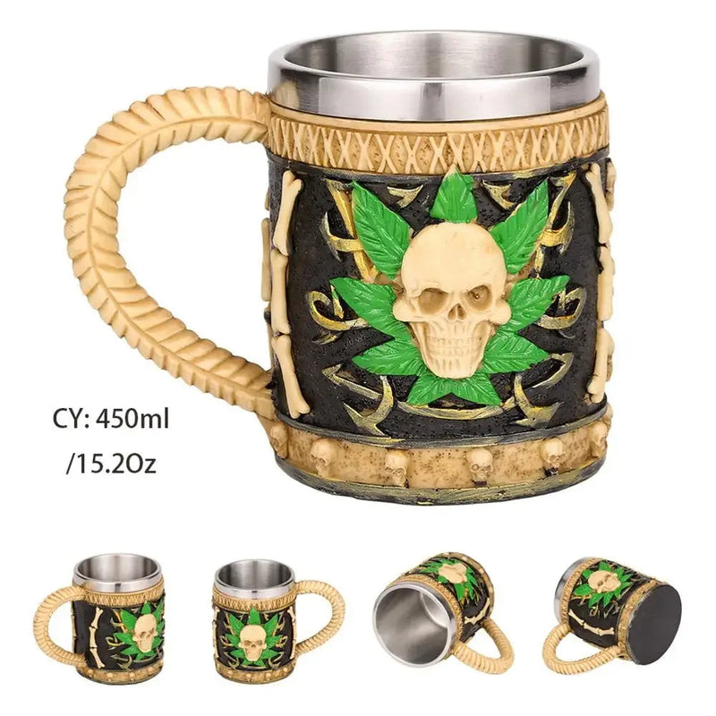 Coolest Gothic Skull Resin Stainless Steel Beer Mug Dragon Knight Tankard Halloween Coffee Cup Christmas Tea Mug Pub Bar Decor-Health Wisdom™