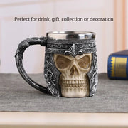 Coolest Gothic Skull Resin Stainless Steel Beer Mug Dragon Knight Tankard Halloween Coffee Cup Christmas Tea Mug Pub Bar Decor-Health Wisdom™