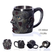 Coolest Gothic Skull Resin Stainless Steel Beer Mug Dragon Knight Tankard Halloween Coffee Cup Christmas Tea Mug Pub Bar Decor-Health Wisdom™