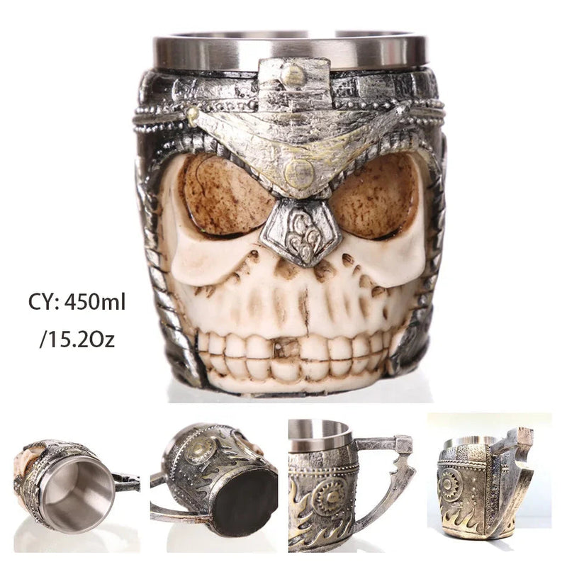 Coolest Gothic Skull Resin Stainless Steel Beer Mug Dragon Knight Tankard Halloween Coffee Cup Christmas Tea Mug Pub Bar Decor-Health Wisdom™