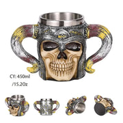 Coolest Gothic Skull Resin Stainless Steel Beer Mug Dragon Knight Tankard Halloween Coffee Cup Christmas Tea Mug Pub Bar Decor-Health Wisdom™