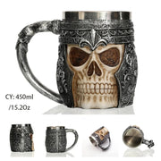 Coolest Gothic Skull Resin Stainless Steel Beer Mug Dragon Knight Tankard Halloween Coffee Cup Christmas Tea Mug Pub Bar Decor-Health Wisdom™
