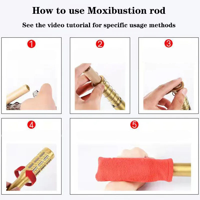 Copper Bar Moxibustion Tool Heating Acupuncture Point Warm Rolling Massage Therapy Device Chinese Medical Pure Moxa Stick-Health Wisdom™