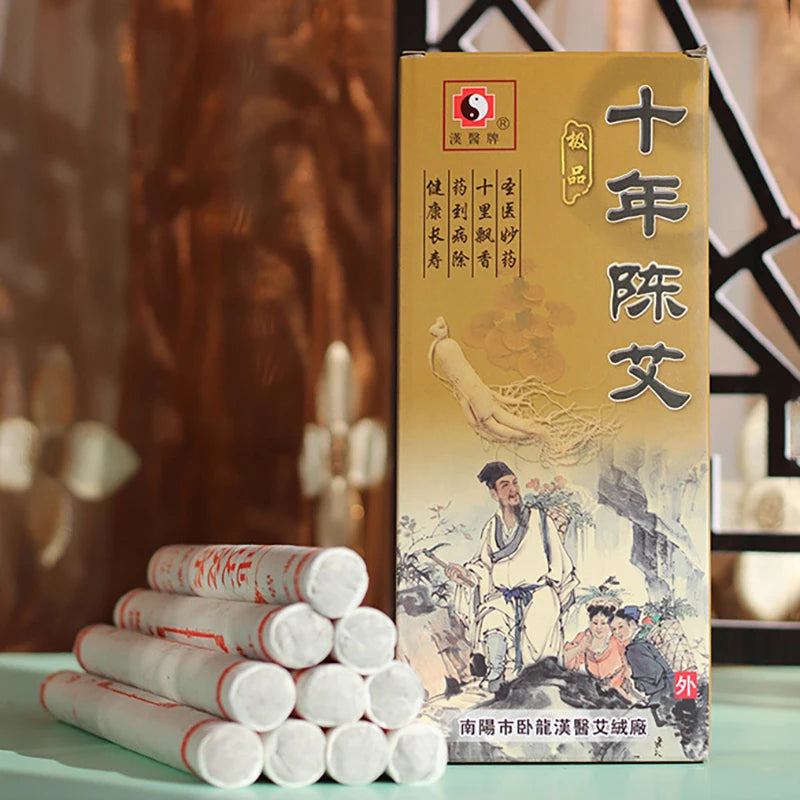 Copper Bar Moxibustion Tool Heating Acupuncture Point Warm Rolling Massage Therapy Device Chinese Medical Pure Moxa Stick-Health Wisdom™