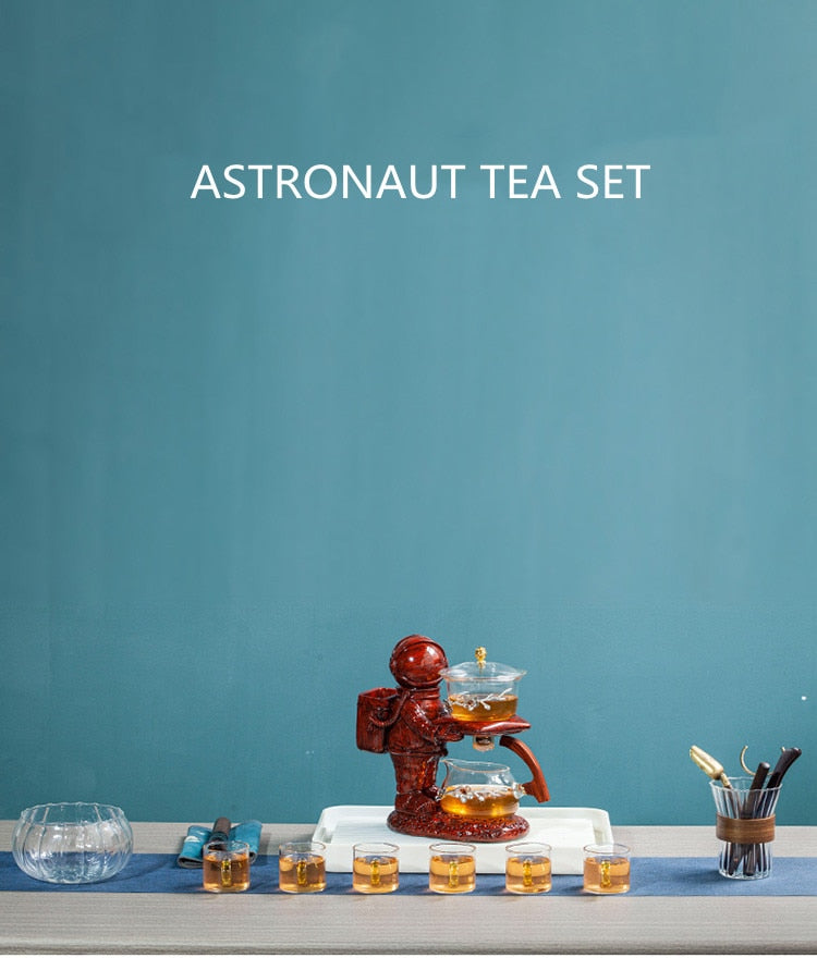 Creative Astronaut Kungfu Tea Set Automatic Glass Teapot Heat-resistant Tea Infuser Glass Tea Maker Pot With Base-Health Wisdom™