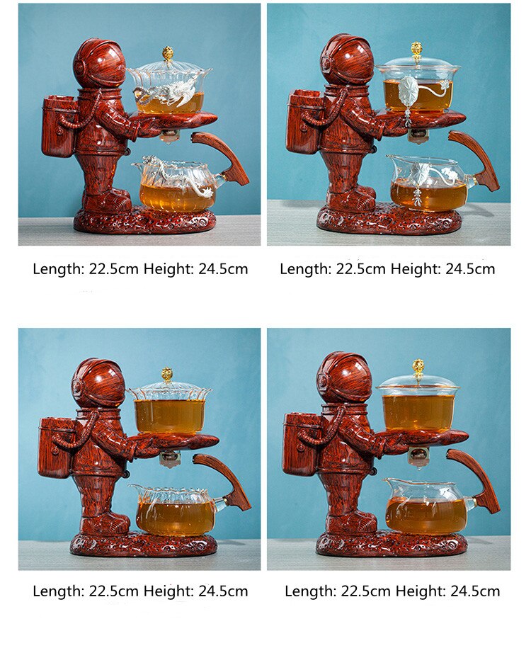 Creative Astronaut Kungfu Tea Set Automatic Glass Teapot Heat-resistant Tea Infuser Glass Tea Maker Pot With Base-Health Wisdom™