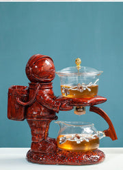 Creative Astronaut Kungfu Tea Set Automatic Glass Teapot Heat-resistant Tea Infuser Glass Tea Maker Pot With Base-Health Wisdom™