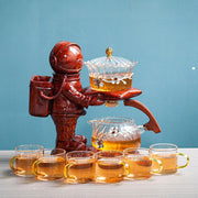 Creative Astronaut Kungfu Tea Set Automatic Glass Teapot Heat-resistant Tea Infuser Glass Tea Maker Pot With Base-Health Wisdom™