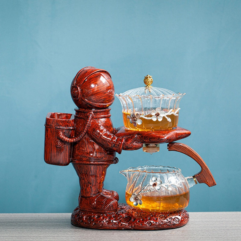 Creative Astronaut Kungfu Tea Set Automatic Glass Teapot Heat-resistant Tea Infuser Glass Tea Maker Pot With Base-Health Wisdom™