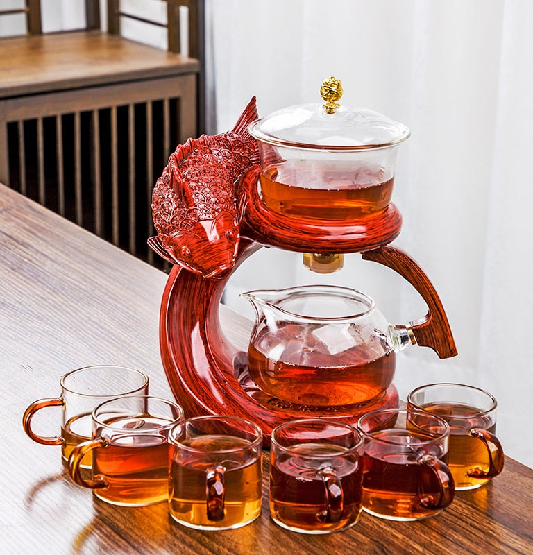 Creative Automatic Teapot Tea Infuser Tea Make Magnetic Water Diversion Heat-resistant Kungfu Tea Drinking Chinese Glass Tea Set-Health Wisdom™