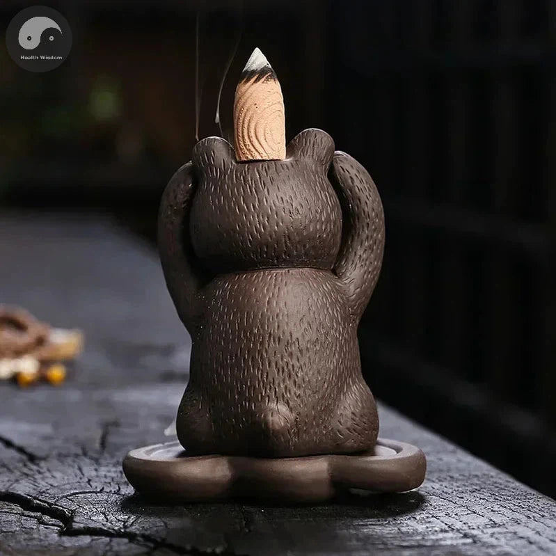 Creative Design Cute Bear Desktop Decoration Indoor Aromatherapy Stove Portable Backflow Incense Burner Yoga Relaxation Home Dec-Health Wisdom™