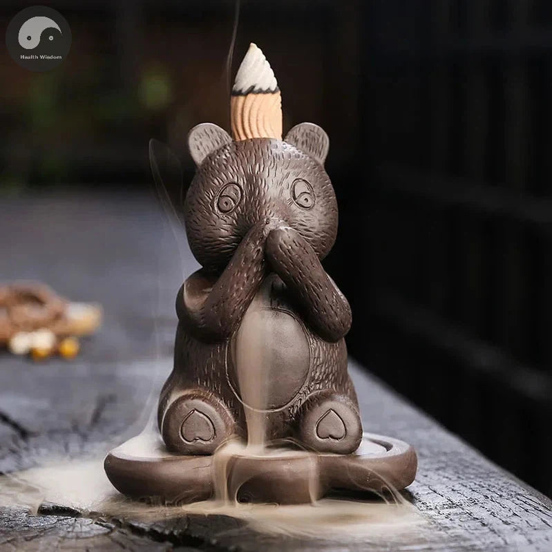Creative Design Cute Bear Desktop Decoration Indoor Aromatherapy Stove Portable Backflow Incense Burner Yoga Relaxation Home Dec-Health Wisdom™
