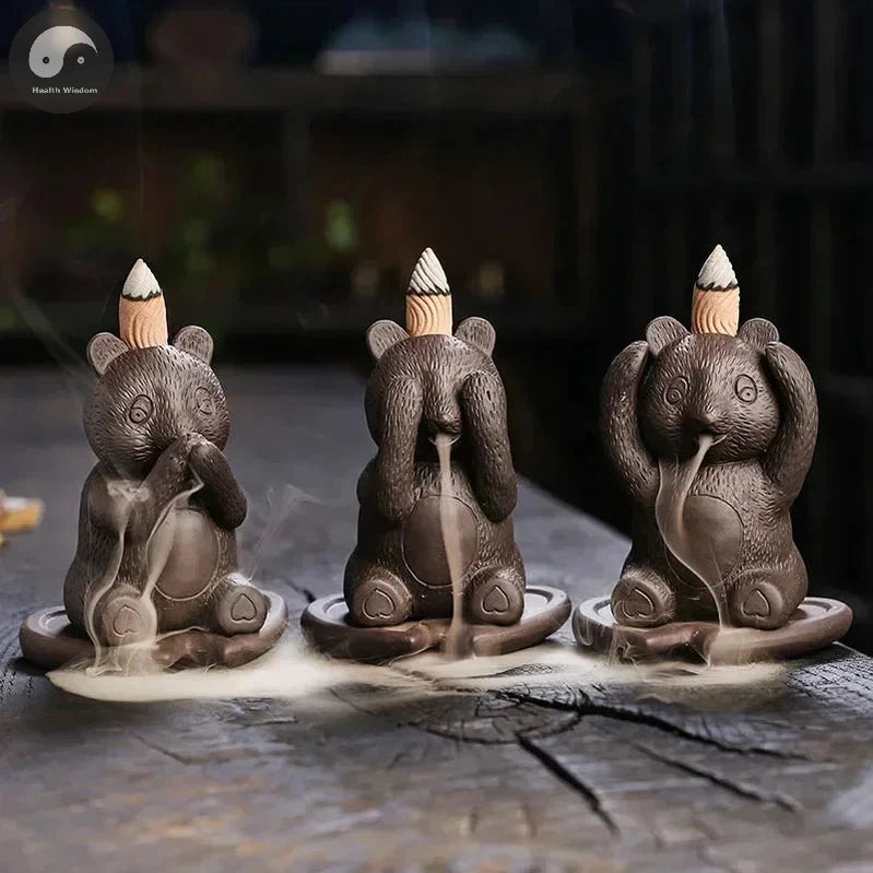 Creative Design Cute Bear Desktop Decoration Indoor Aromatherapy Stove Portable Backflow Incense Burner Yoga Relaxation Home Dec-Health Wisdom™