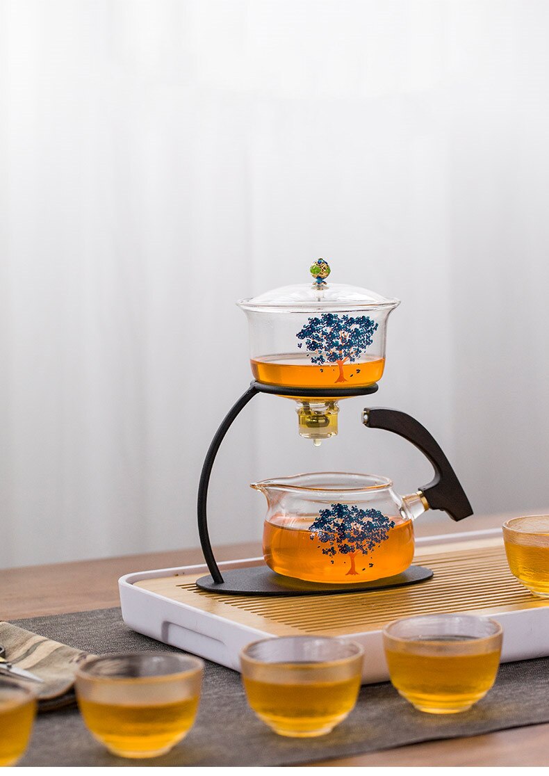 Creative Discoloration Teapot Glass Lazy Automatic Tea Making Household Pu'er Scented Kung Fu tea Tea Set Infuser Drinking-Health Wisdom™