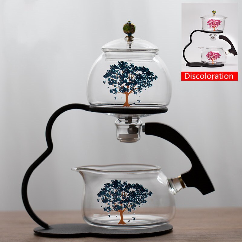 Creative Discoloration Teapot Glass Lazy Automatic Tea Making Household Pu'er Scented Kung Fu tea Tea Set Infuser Drinking-Health Wisdom™
