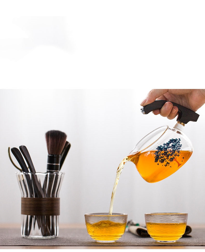Creative Discoloration Teapot Glass Lazy Automatic Tea Making Household Pu'er Scented Kung Fu tea Tea Set Infuser Drinking-Health Wisdom™