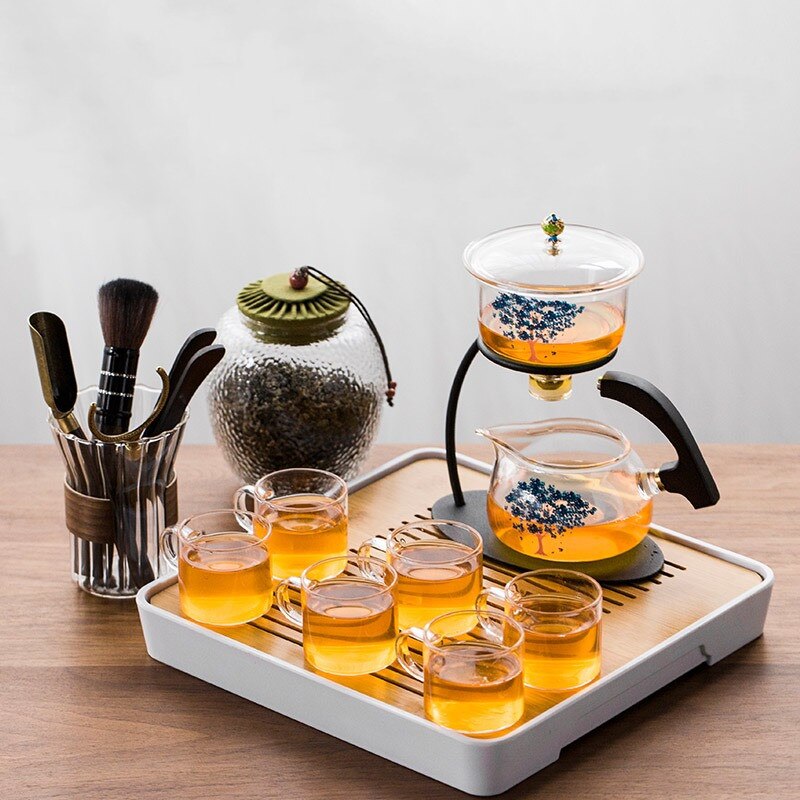 Creative Discoloration Teapot Glass Lazy Automatic Tea Making Household Pu'er Scented Kung Fu tea Tea Set Infuser Drinking-Health Wisdom™