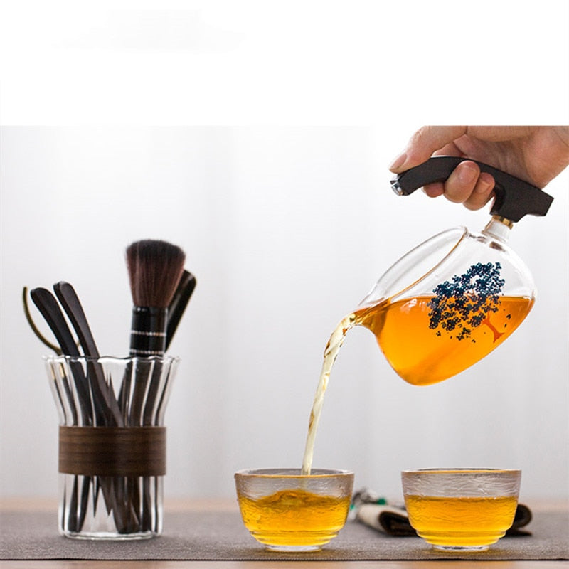 Creative Discoloration Teapot Glass Lazy Automatic Tea Making Household Puer Scented Kung Fu tea Tea Set Infuser Drinking-Health Wisdom™